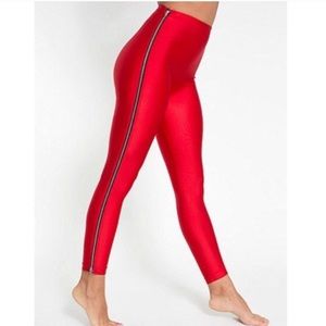American Apparel Zipper Leggings RED Sz X-SMALL